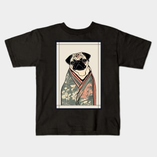 Pug Japanese with kimono vintage Kids T-Shirt